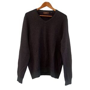 Toscano purple grey v neck merino wool blend sweater. Size large